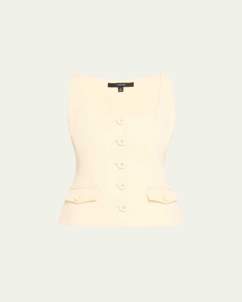 Georgia Scoop-Neck Button-Front Top